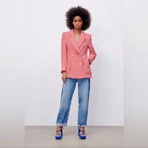 ❣️Zara Tailored Double Breasted Textured Jacket Blazer Large